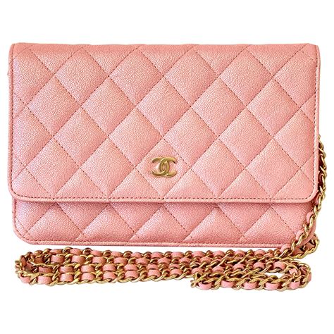 chanel wallet on chain pink iridescent